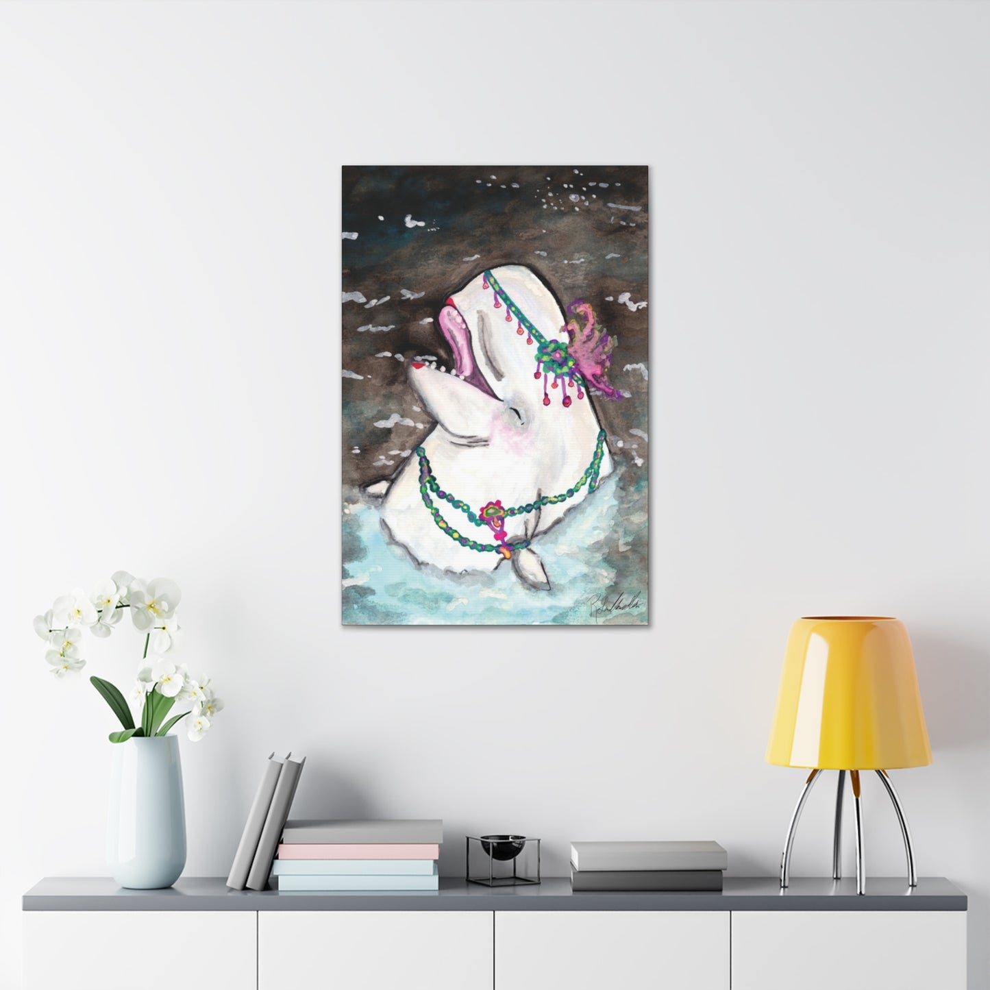 Flappers Beluga Whale Canvas Gallery Wrap