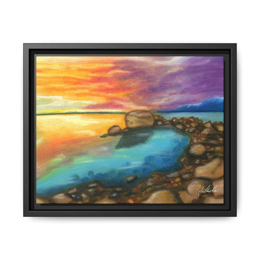 Sunset Ocean Beach Framed Wall Art