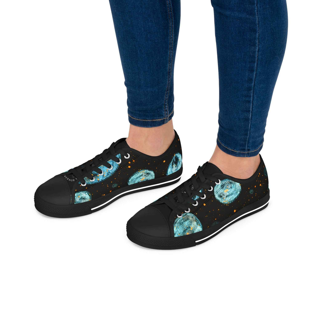 Planetary Watercolor Low Top Sneakers — Women's Celestial Canvas Shoes