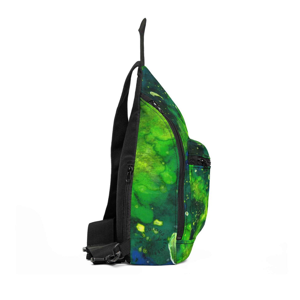 Green Galaxy Sling Bag – Space Nebula Crossbody Pack
