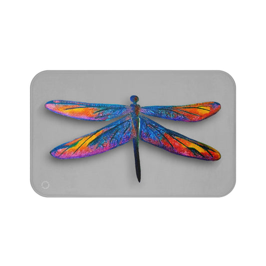 Gray- Dragon Fly Mat Bath Mat Anti-Slip, 100% Microfiber Rug- Home & Bathroom Supplies