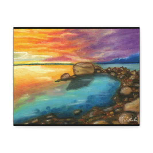 Sunset Ocean Beach Canvas Gallery Wrap