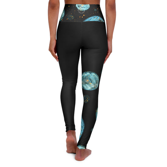 Little Blue Planets Galaxy High Waisted Yoga Leggings (AOP)