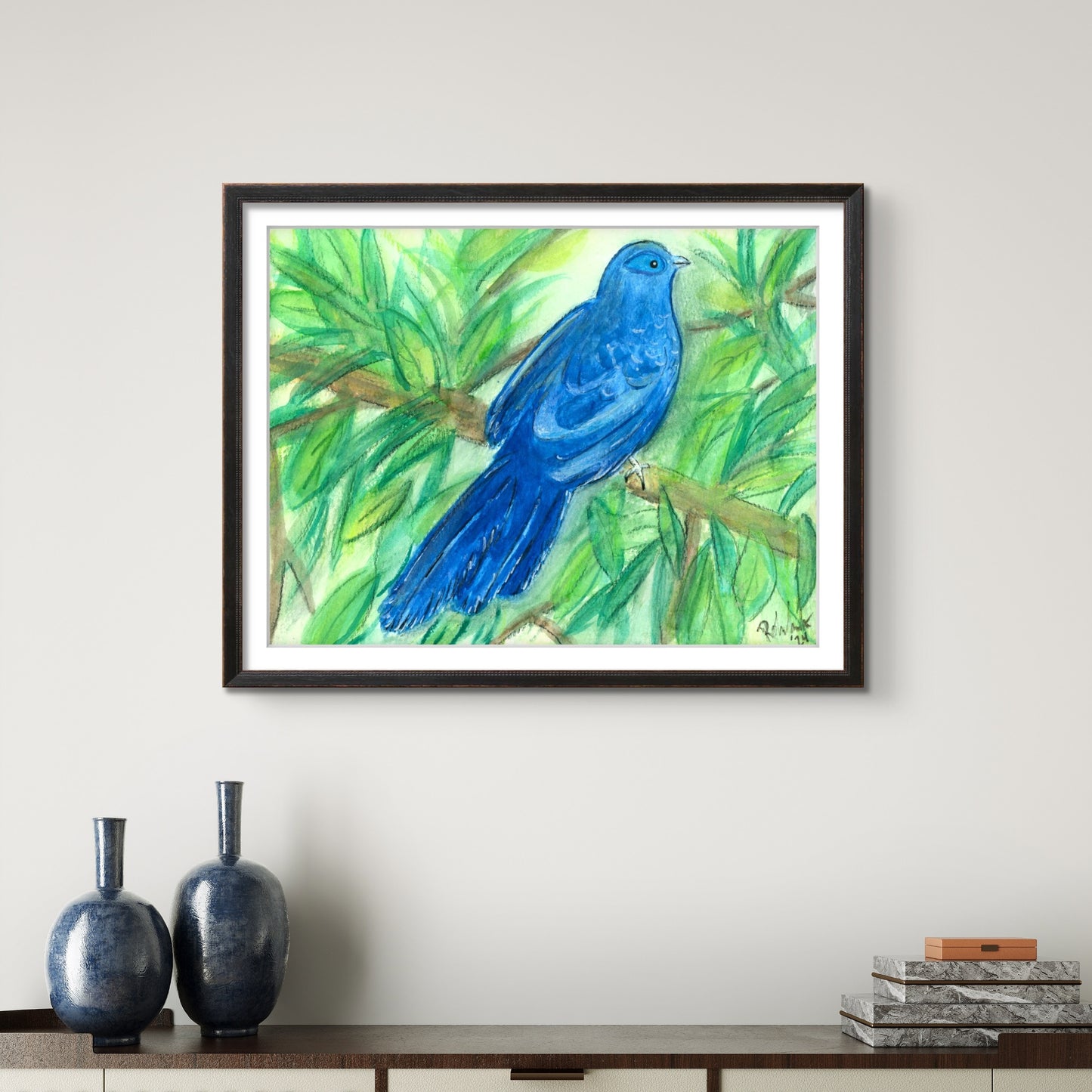 Blue Koua Bird in Tree 8x10 Museum Grade Fine Art Print