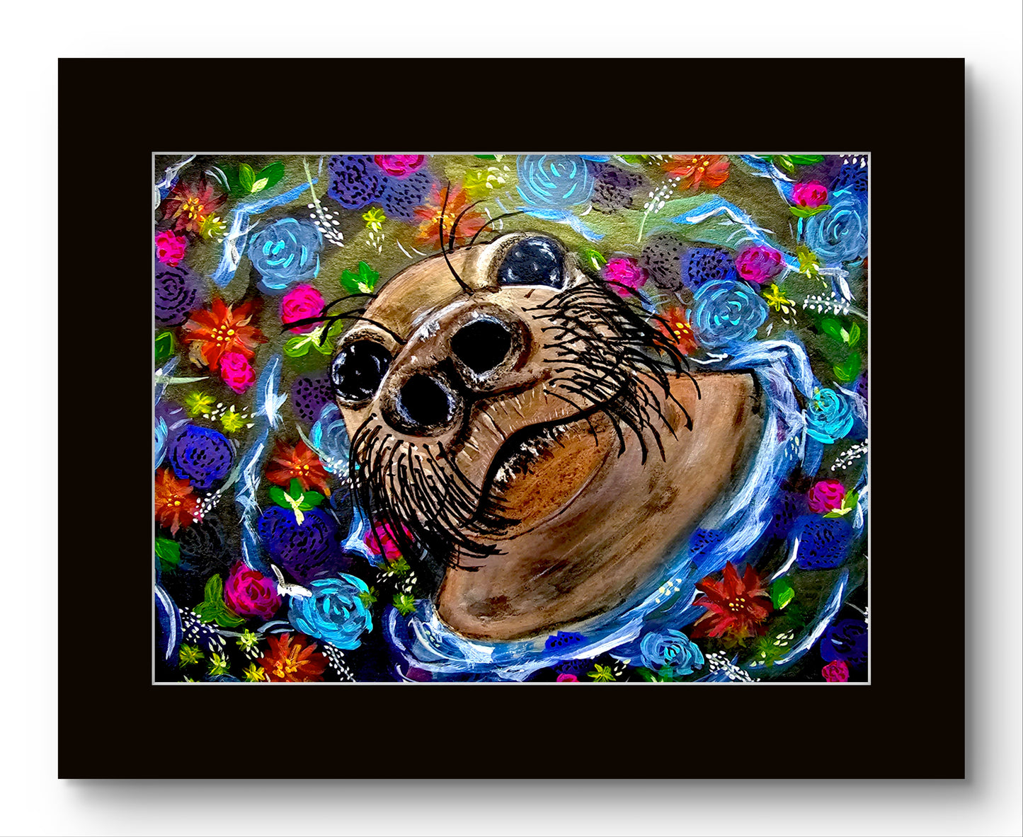 Seal with Flowers 8x10 Museum Grade Fine Art Print