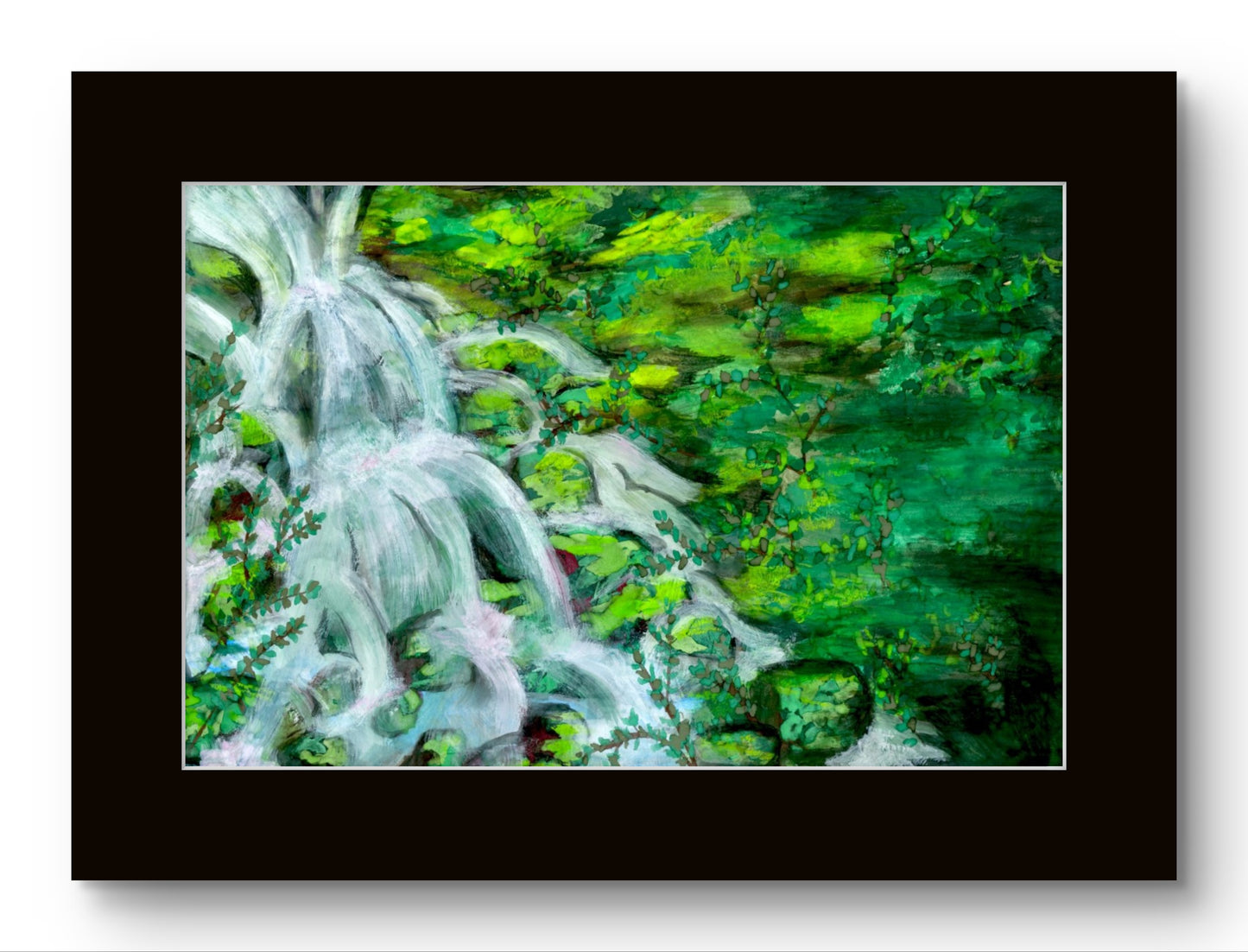 Moss Covered Rocks and Waterfall 8x10 Museum Grade Fine Art Print