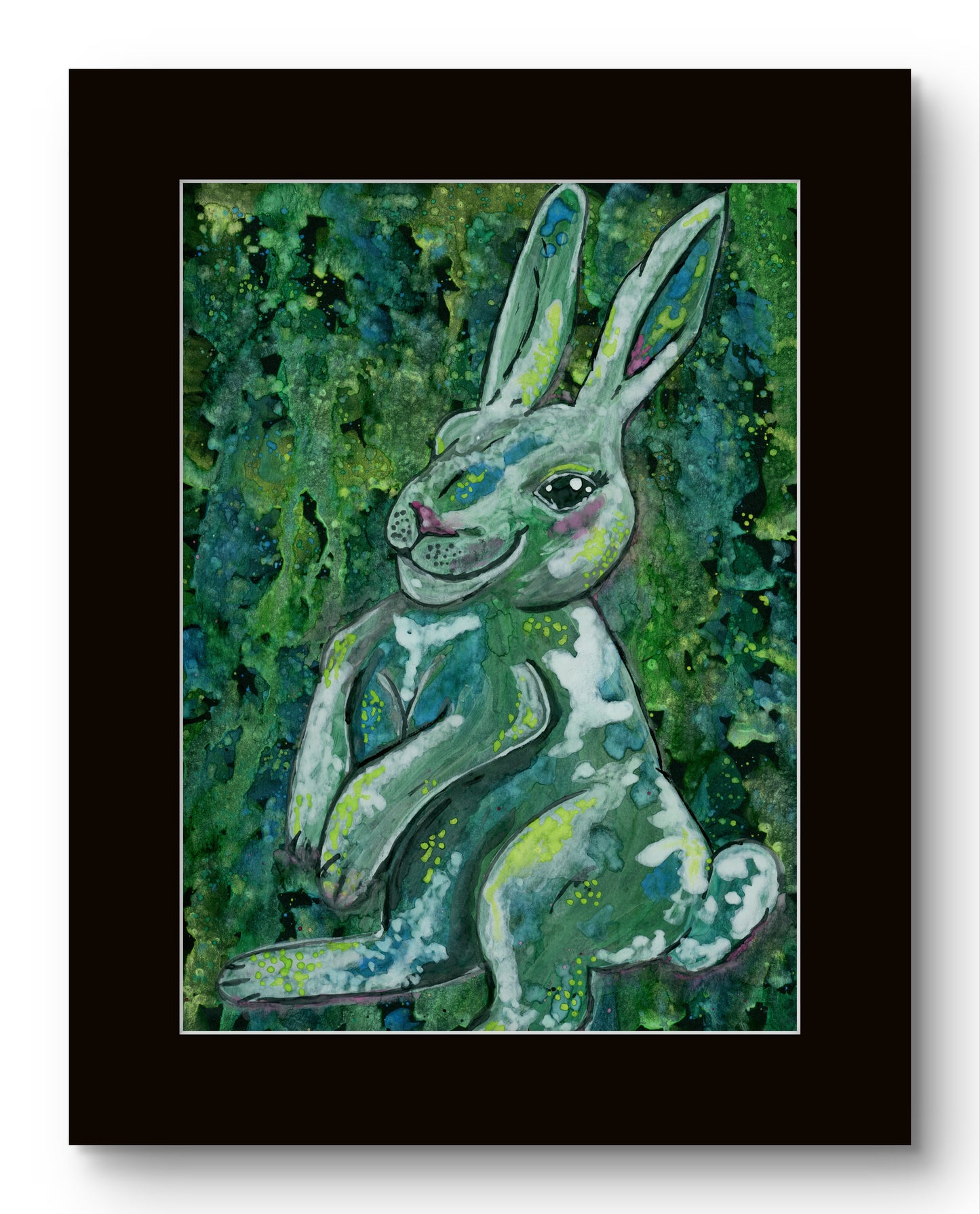 Abstract Green Bunny Rabbit 8x10 Museum Grade Fine Art Print