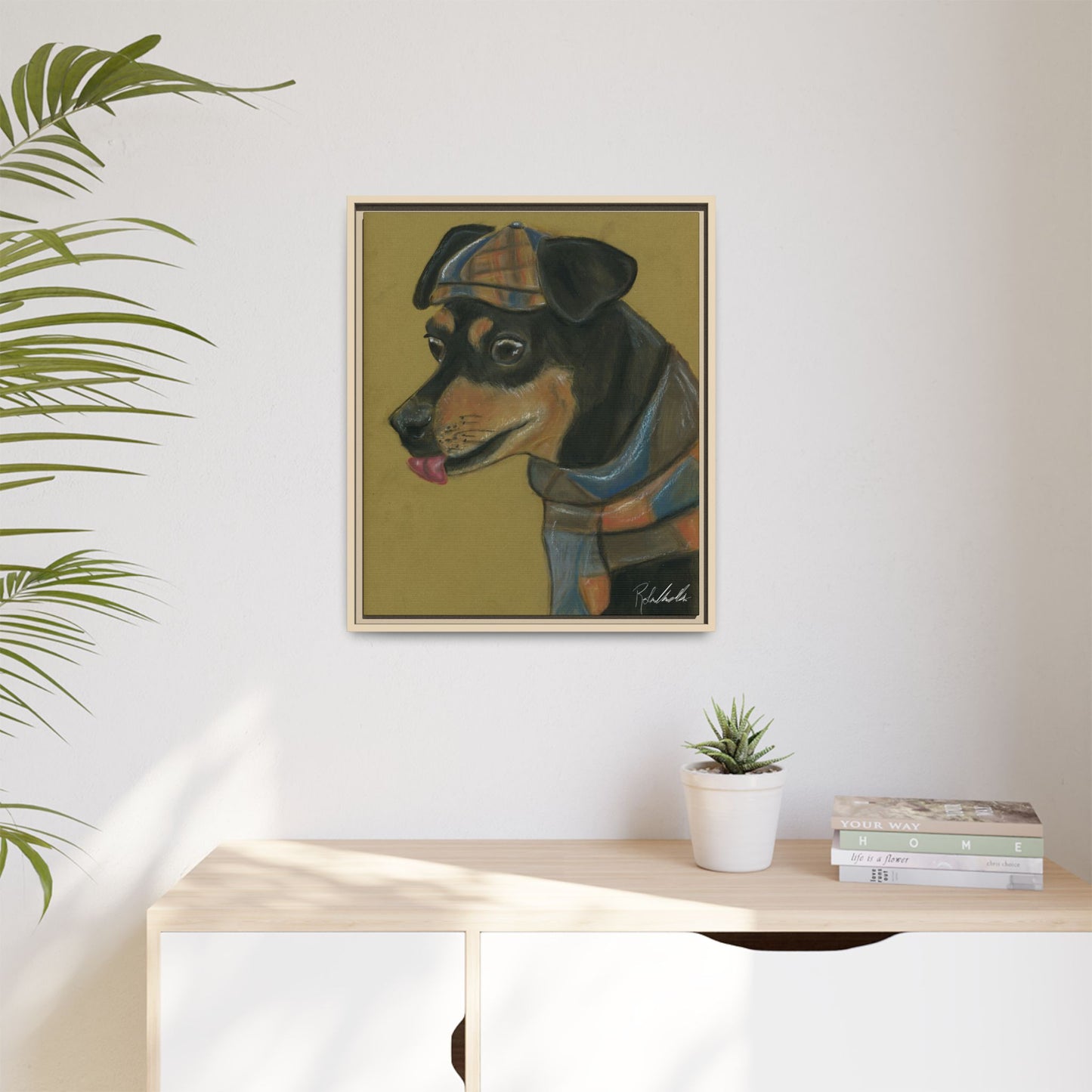 Small Chihuahua Dog in Hat Framed Wall Art