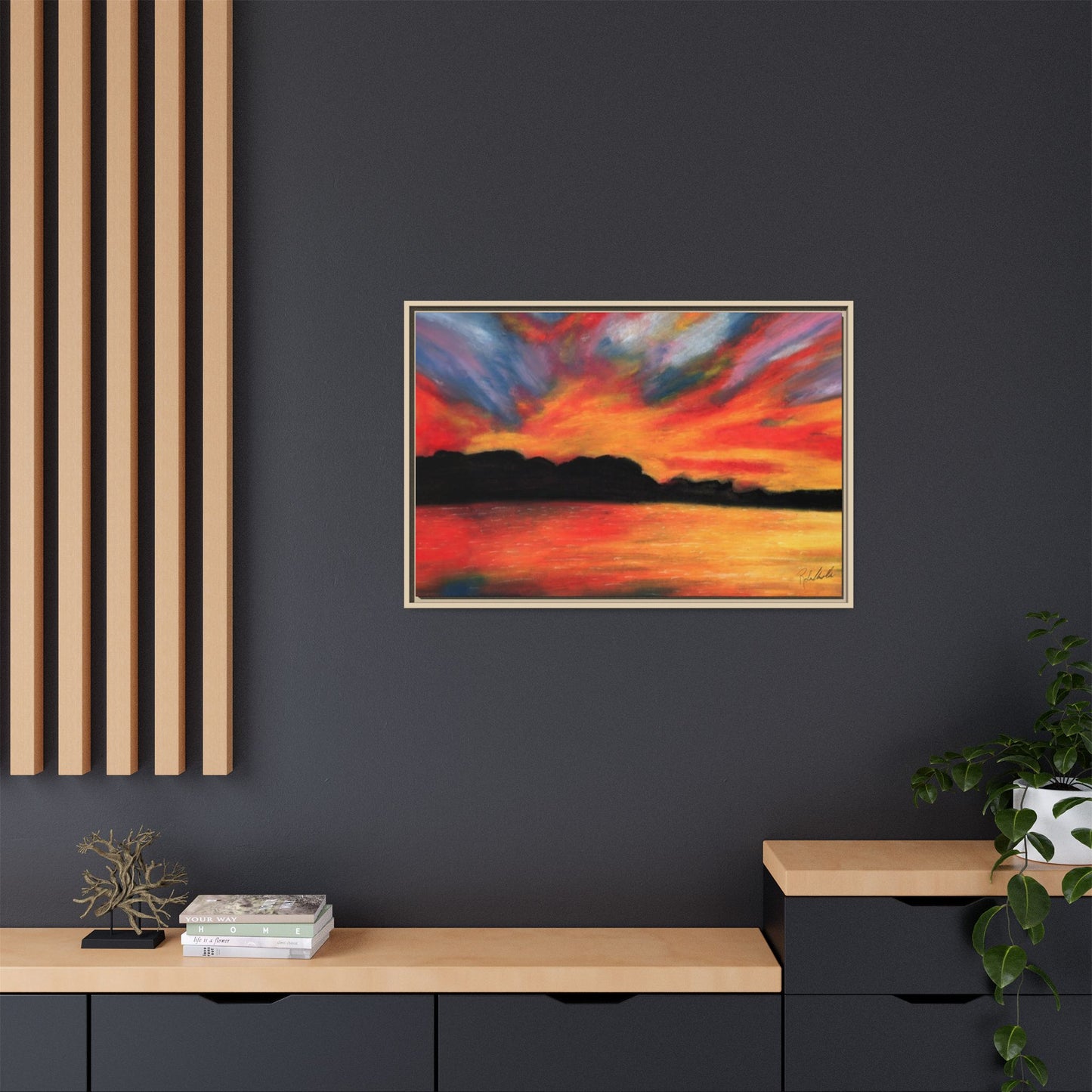 Sunset Over The Lake Framed Wall Art
