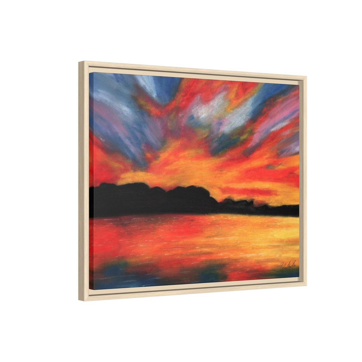 Sunset Over The Lake Framed Wall Art