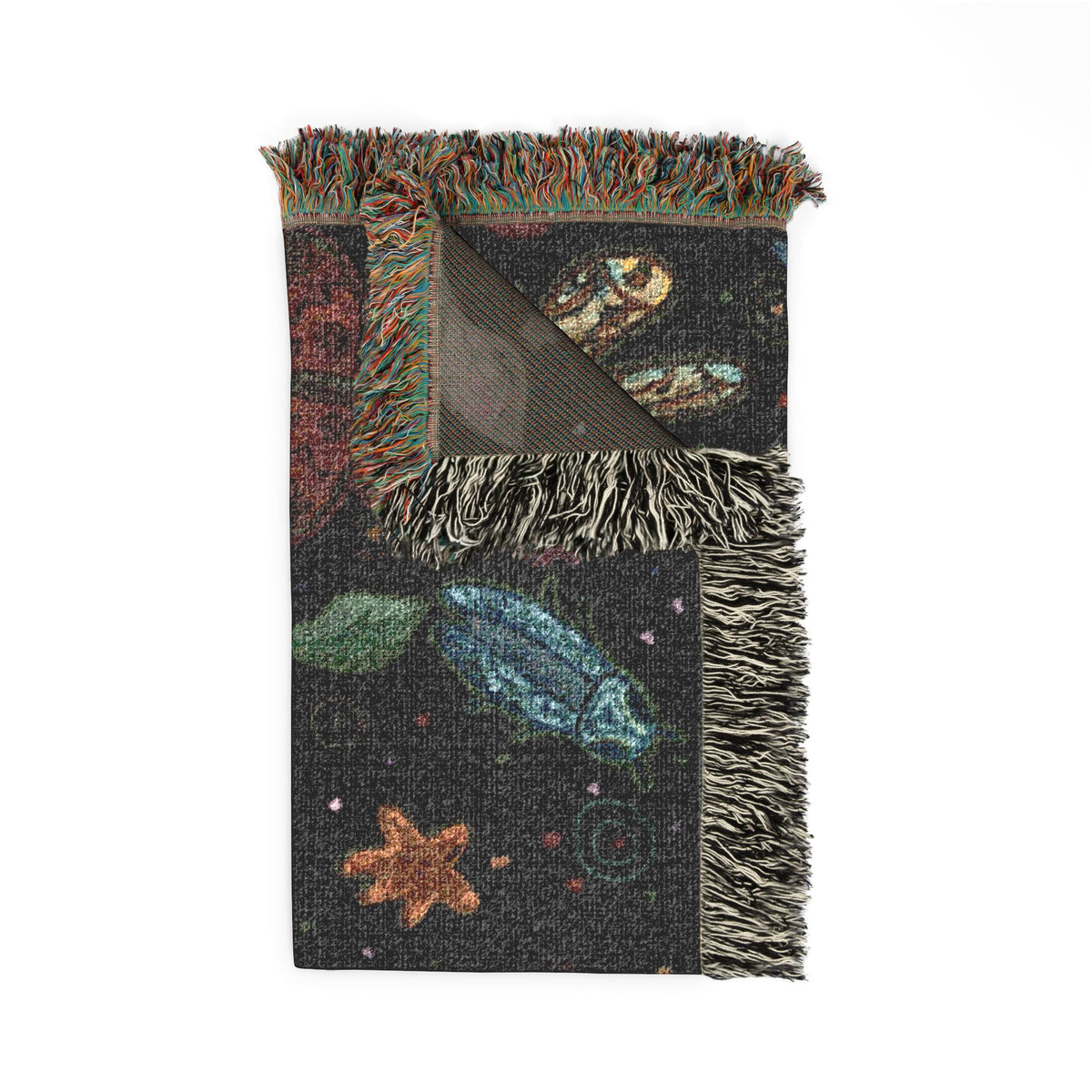 Whimsical Colorful Boho Butterfly & Floral Woven Blanket