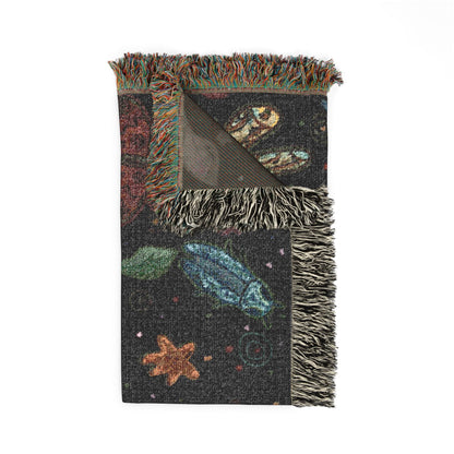 Whimsical Colorful Boho Butterfly & Floral Woven Blanket