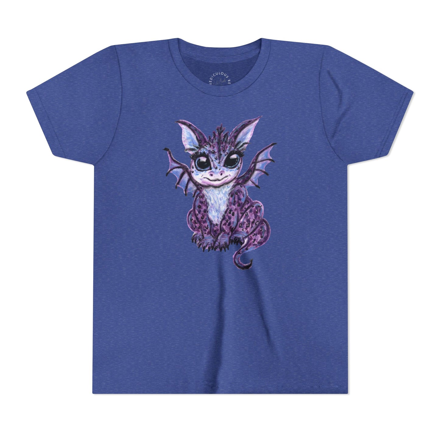 Youth Tee — Cute Purple Baby Dragon Illustration Kids Shirt