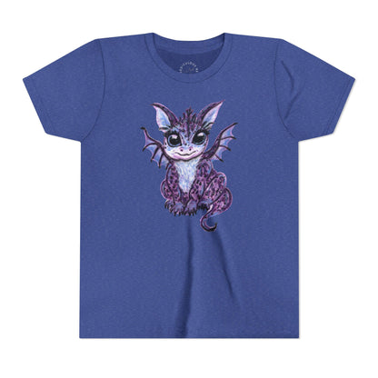 Youth Tee — Cute Purple Baby Dragon Illustration Kids Shirt