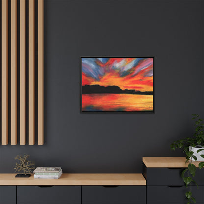 Sunset Over The Lake Framed Wall Art