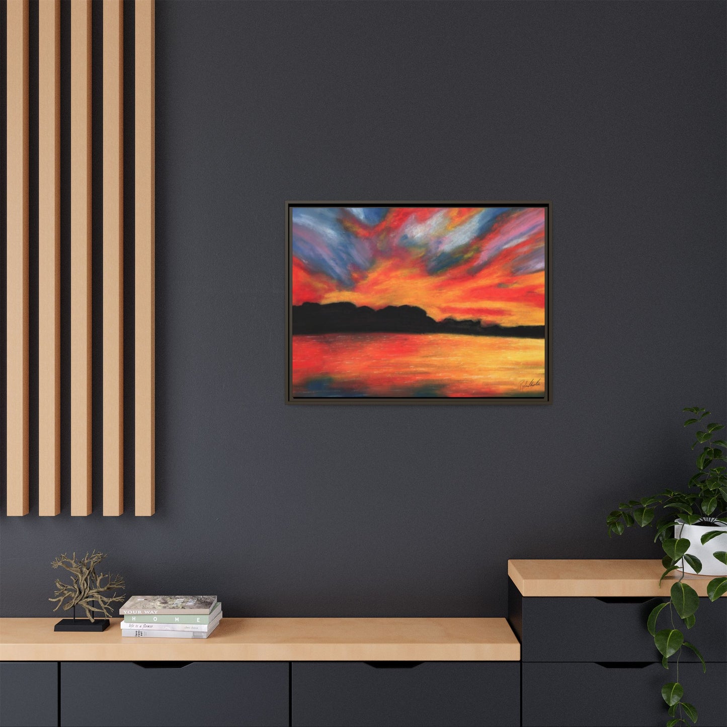 Sunset Over The Lake Framed Wall Art