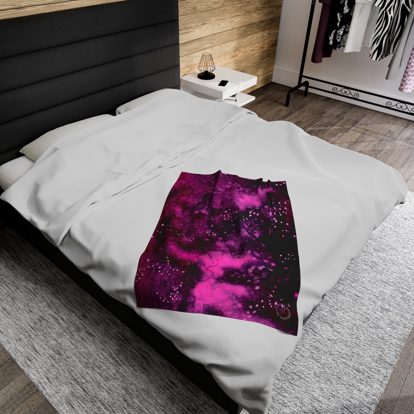 Rose Colored Galaxy Velveteen Plush Blanket