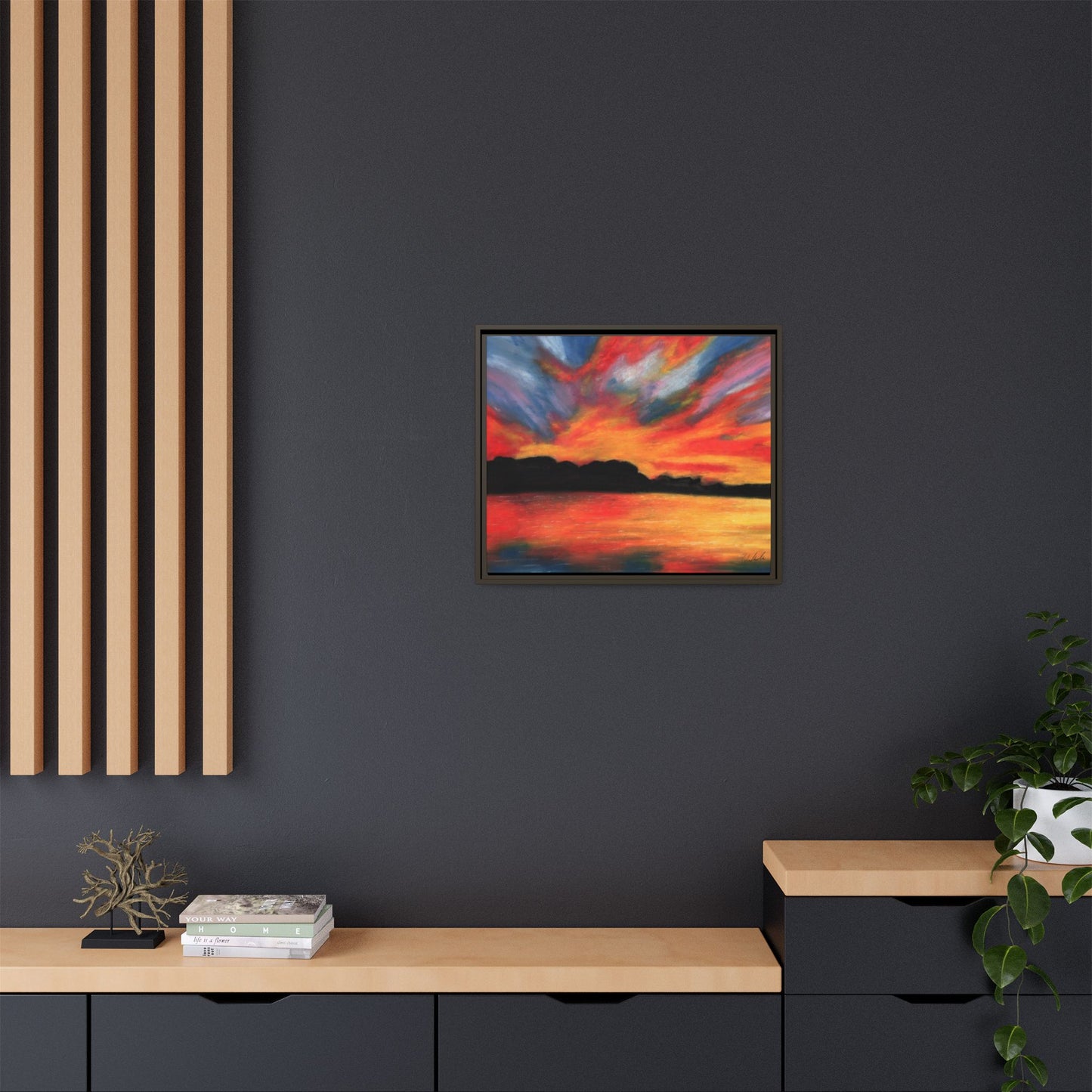 Sunset Over The Lake Framed Wall Art