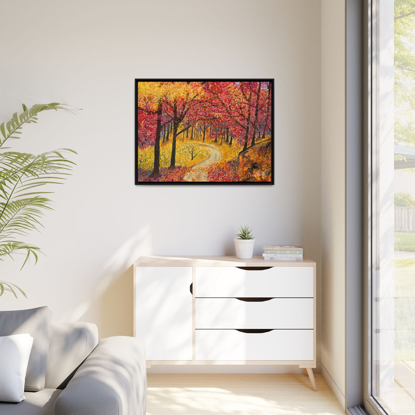 Vibrant Fall Forest Framed Wall Art