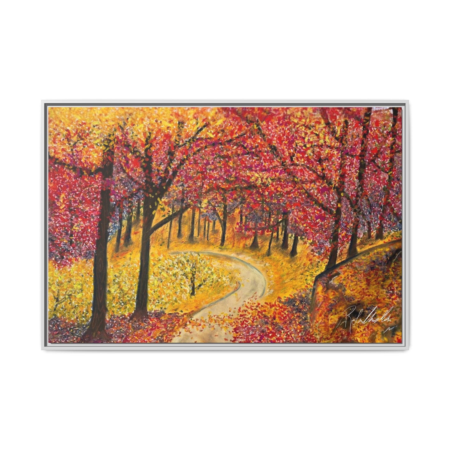 Vibrant Fall Forest Framed Wall Art