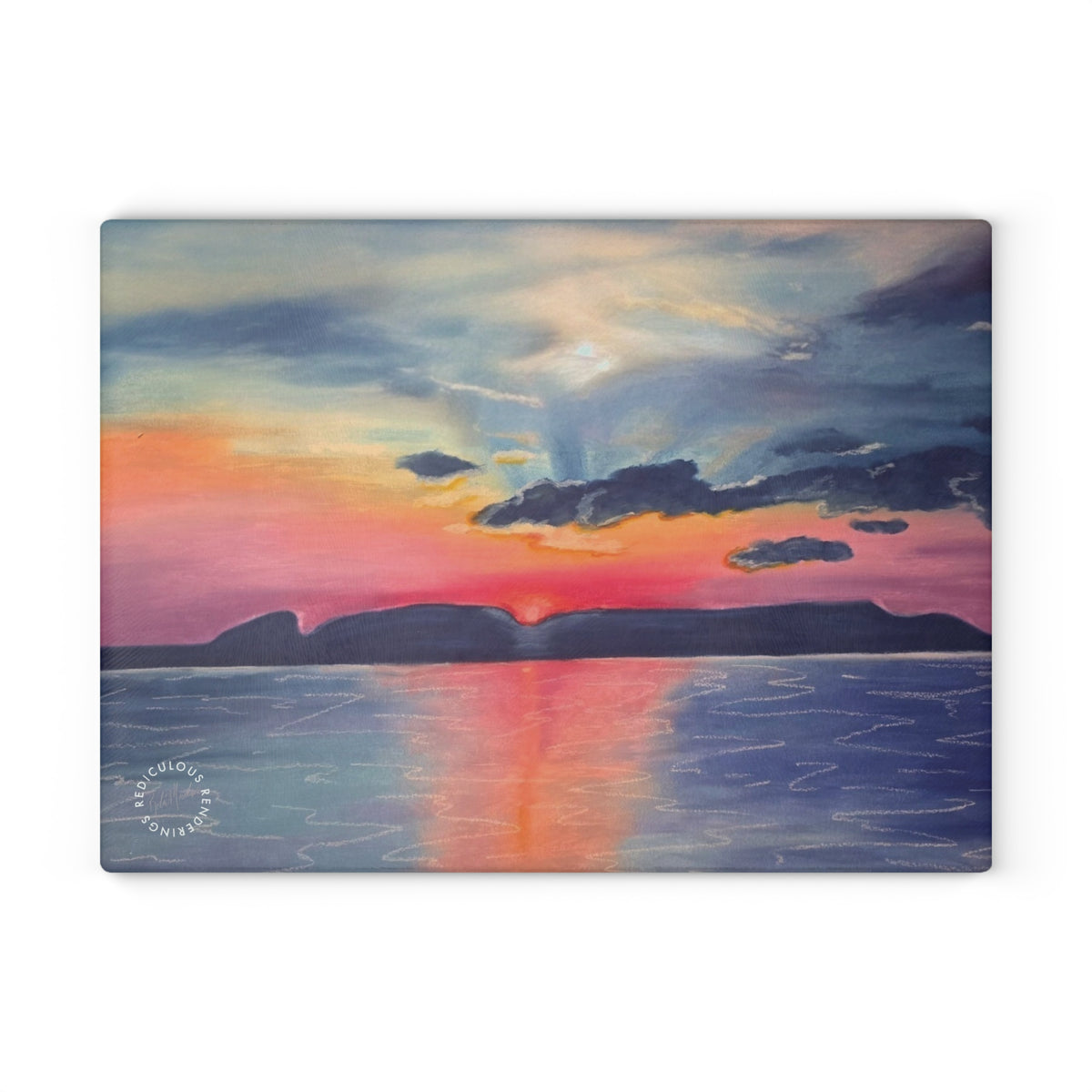 Glass Cutting Board — Sunset Seascape Tempered Glass Chopping Board