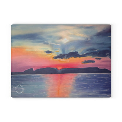 Glass Cutting Board — Sunset Seascape Tempered Glass Chopping Board