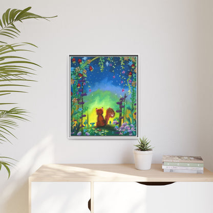 Fox Under Flowers Framed Wall Art