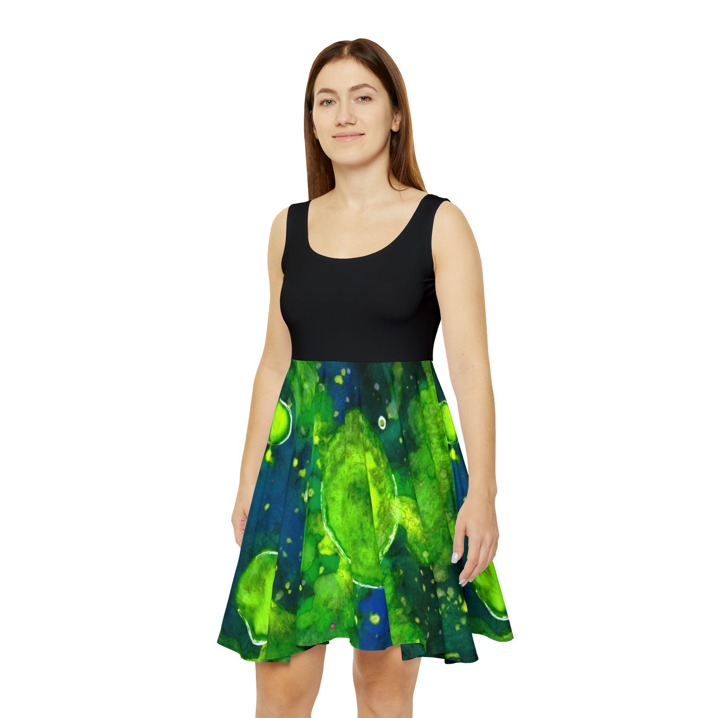 Green Galaxy Women's Skater Dress (AOP)