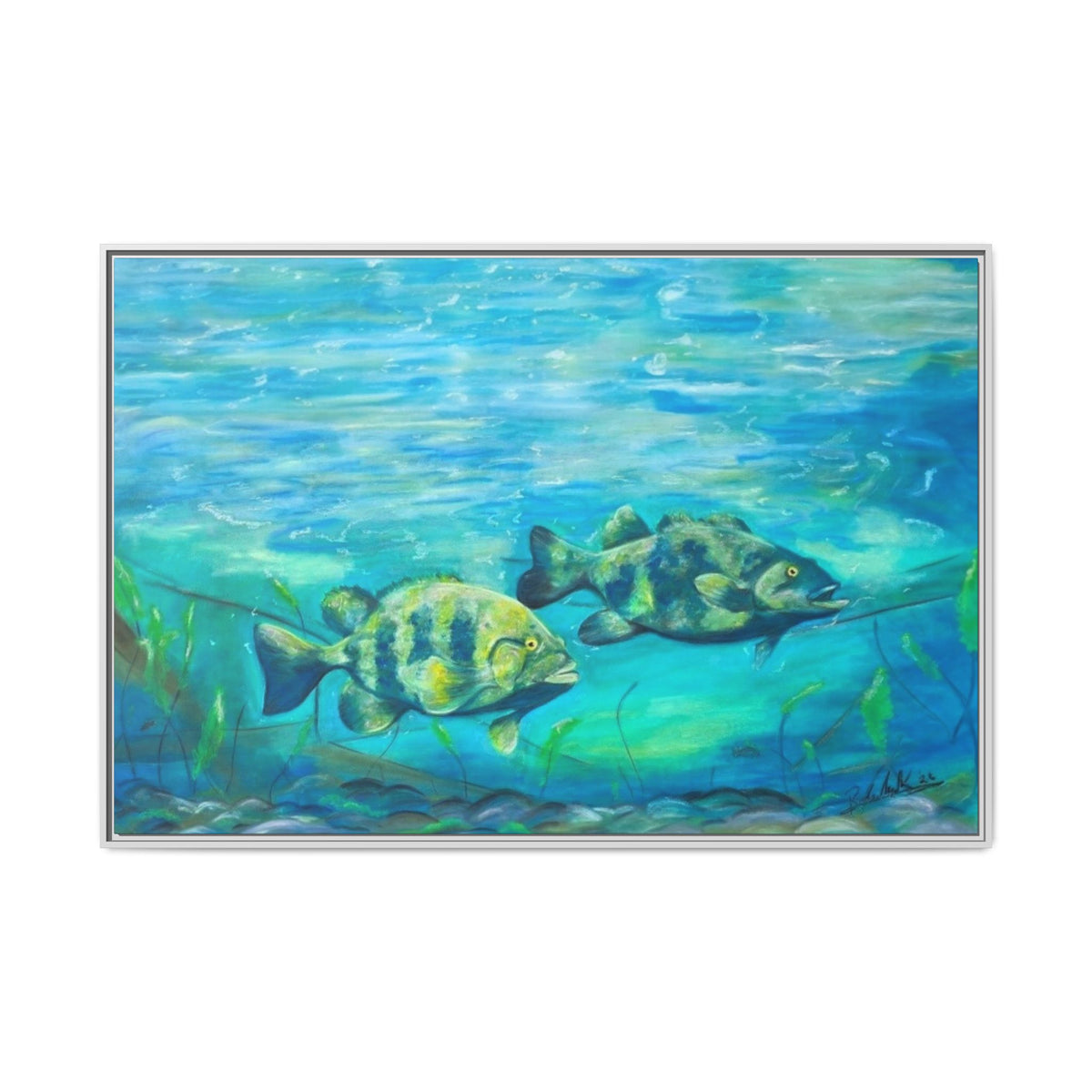Framed Matte Canvas - Underwater Fish Scene