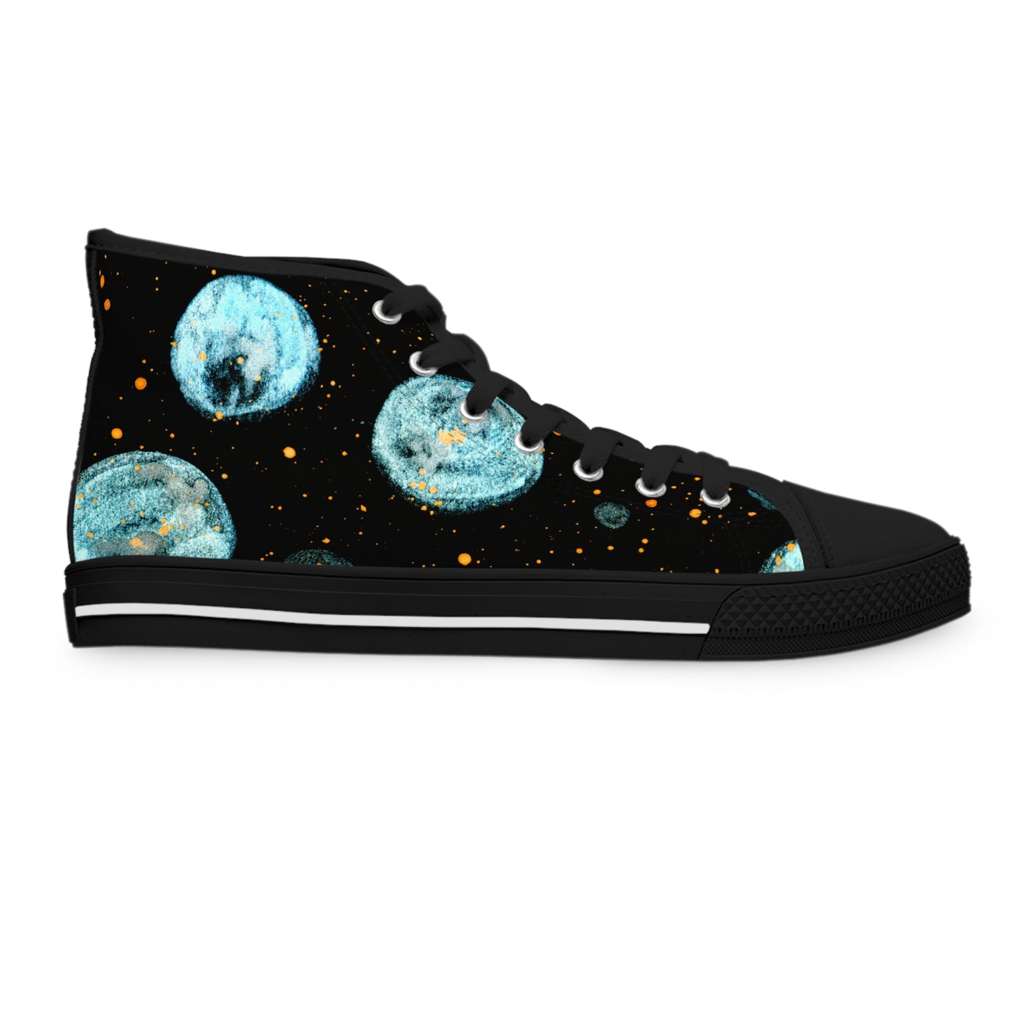 Little Blue Planets Galaxy Unisex Classic High Top Sneakers Closed Toe Casual Walking Fashion Shoes