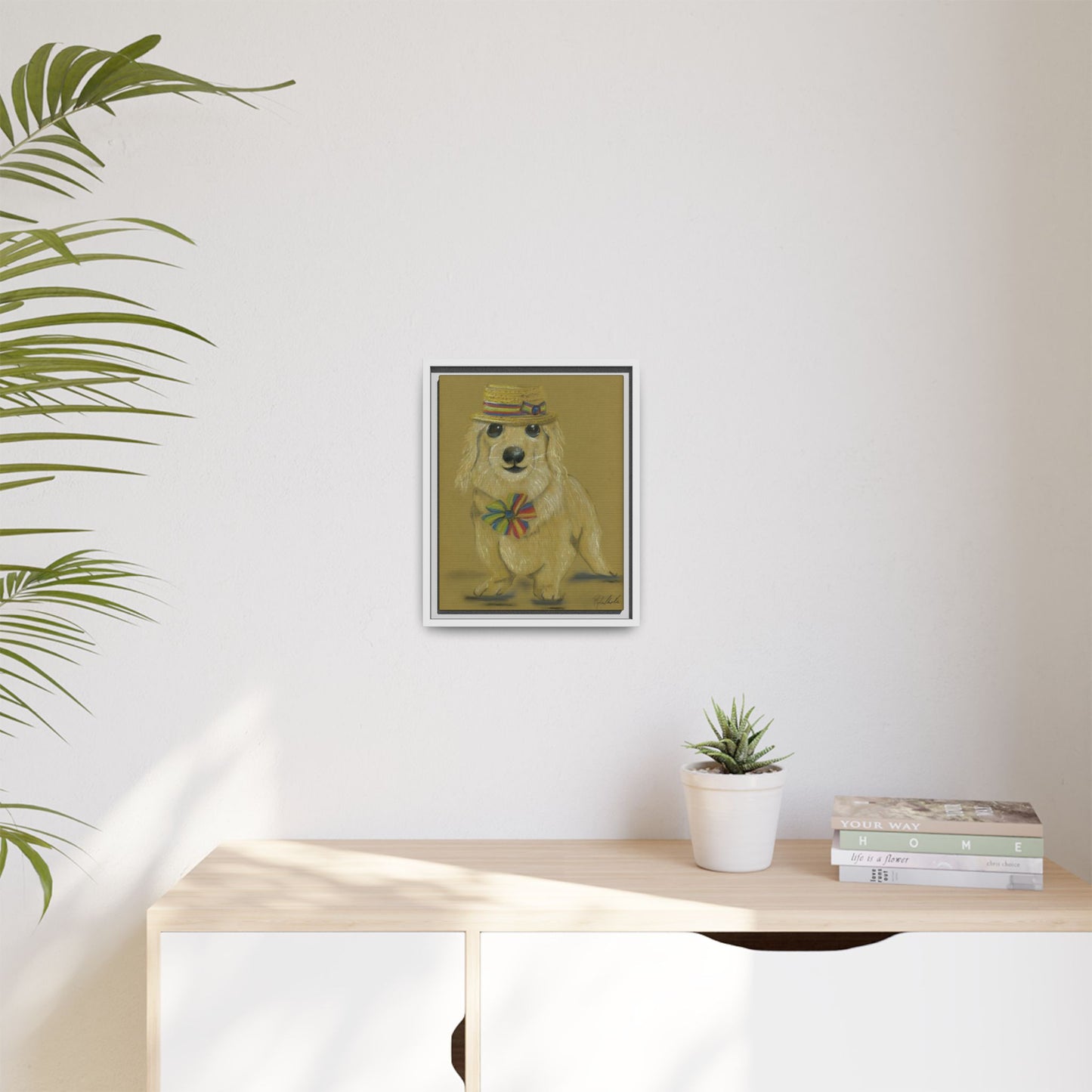 Weiner Dog in Hat Framed Wall Art