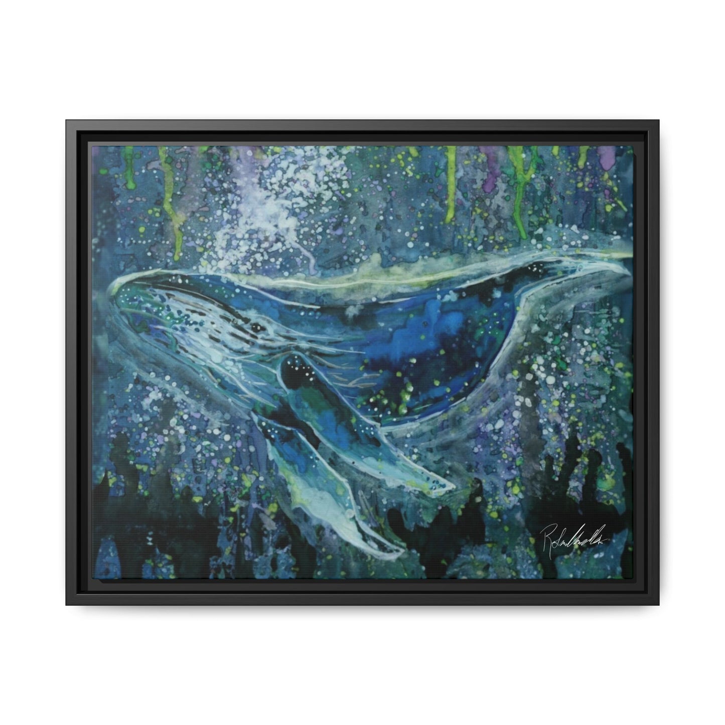 Watercolor Whale Framed Wall Art