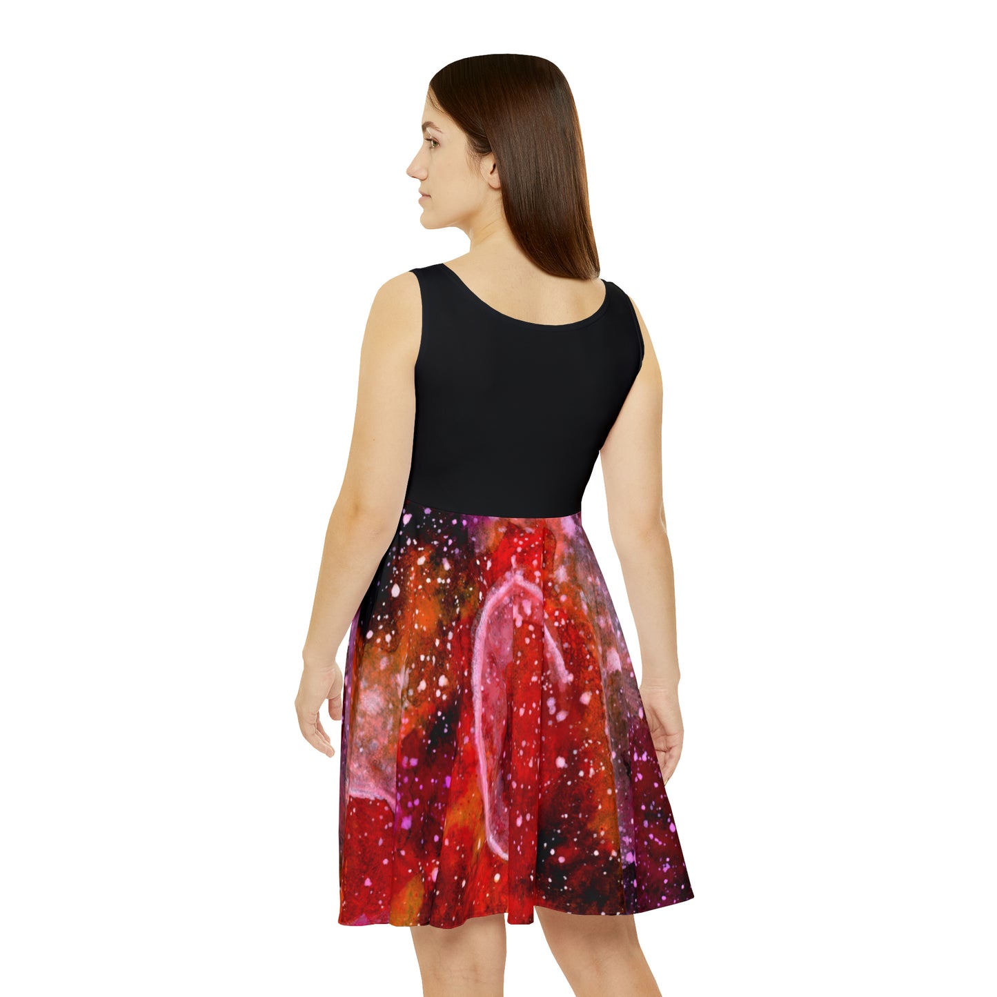 Orange Moons Galaxy Women's Skater Dress (AOP)