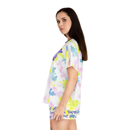 Women's Dachshund Watercolor Pajama Set — Short Sleep Tee & Boxer Shorts