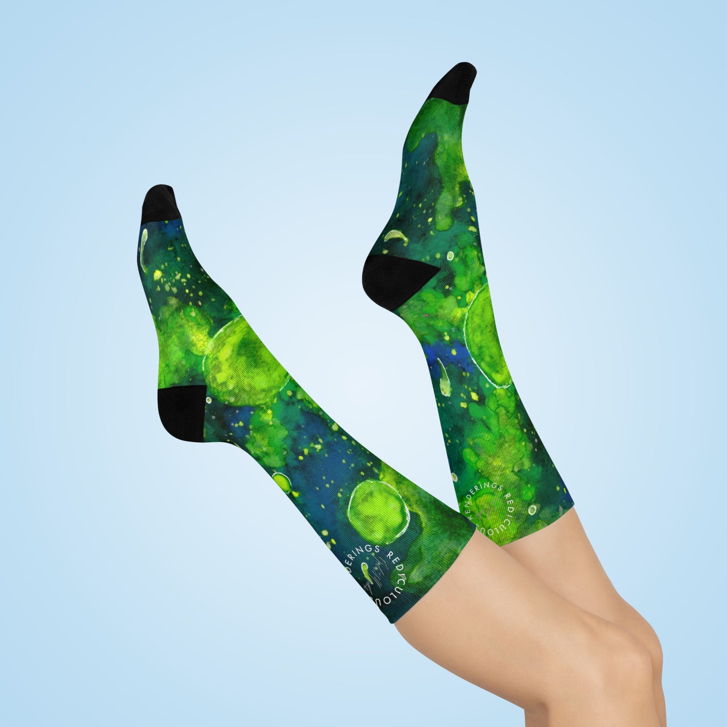 Green Galaxy Cushioned Crew Socks