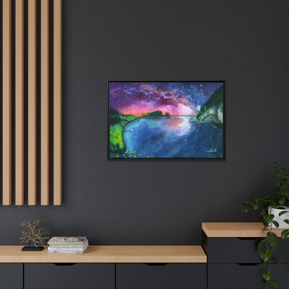 Watercolor Sunset Lake Framed Wall Art