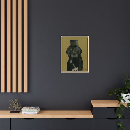 Black Lab Dog in Top Hat Framed Wall Art