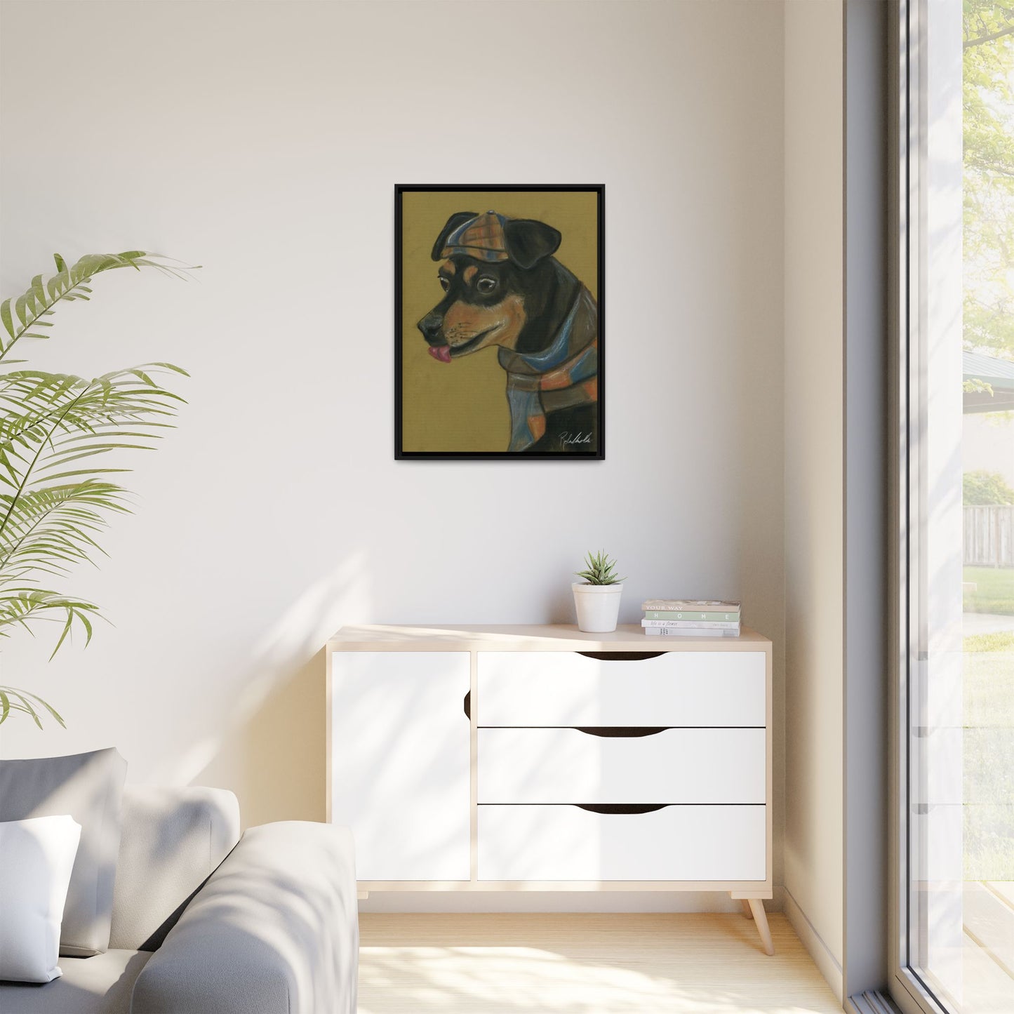 Small Chihuahua Dog in Hat Framed Wall Art