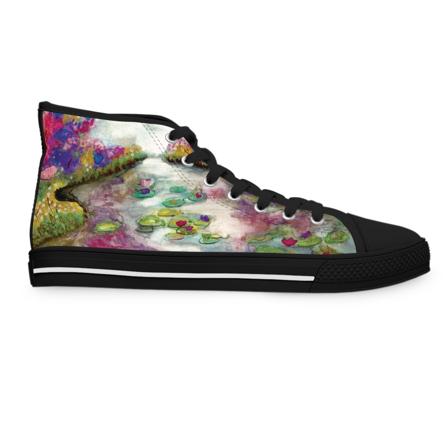 Women's High Top Sneakers — Watercolor Floral Abstract Print