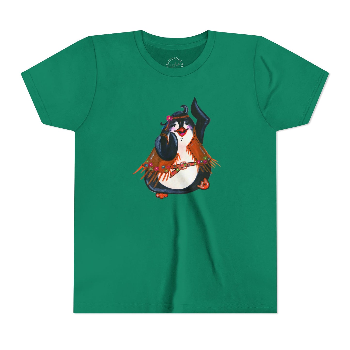 Kids Dancing Penguin Tee — Cute 60s Retro Penguin Graphic Youth T‑Shirt