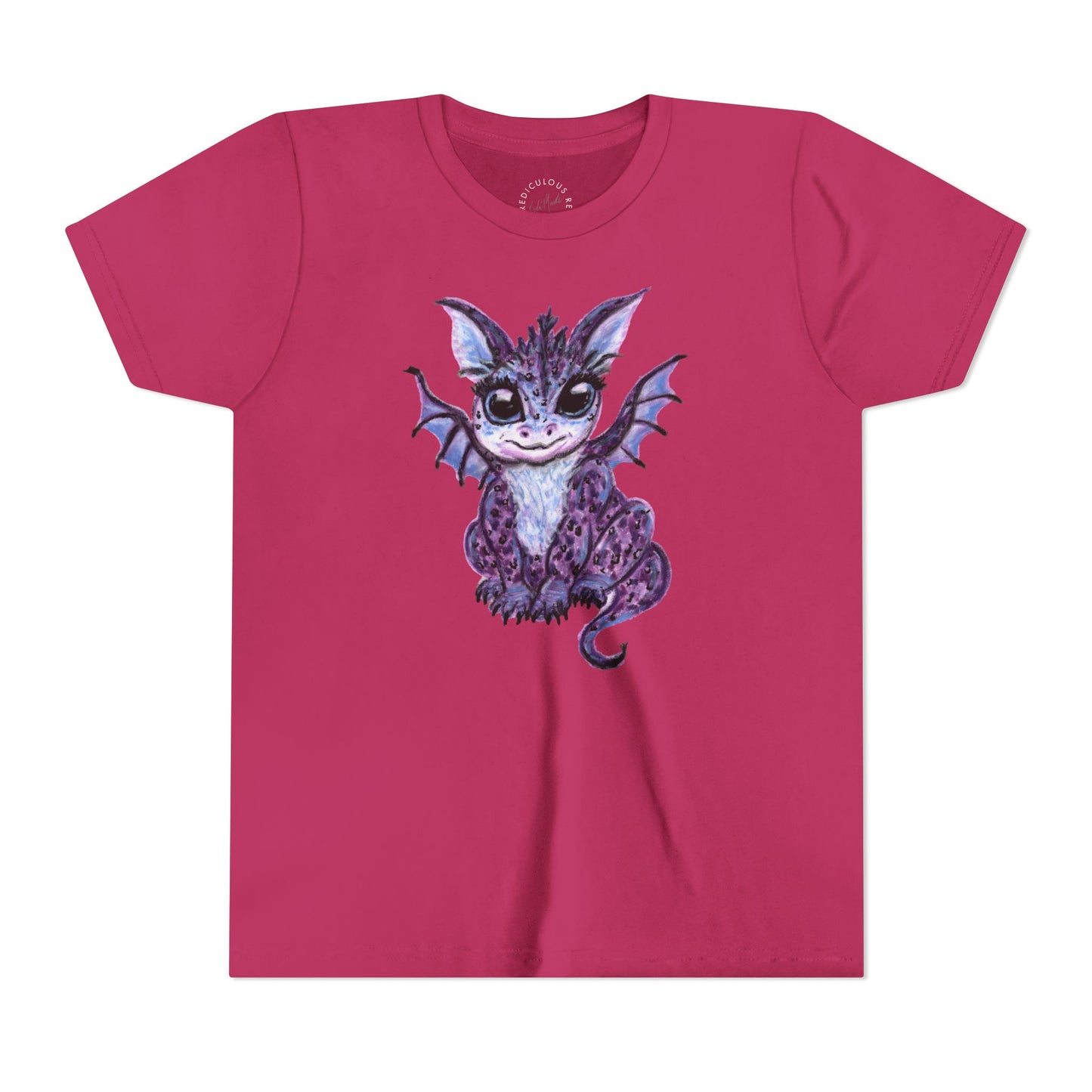 Youth Tee — Cute Purple Baby Dragon Illustration Kids Shirt