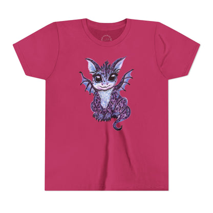 Youth Tee — Cute Purple Baby Dragon Illustration Kids Shirt