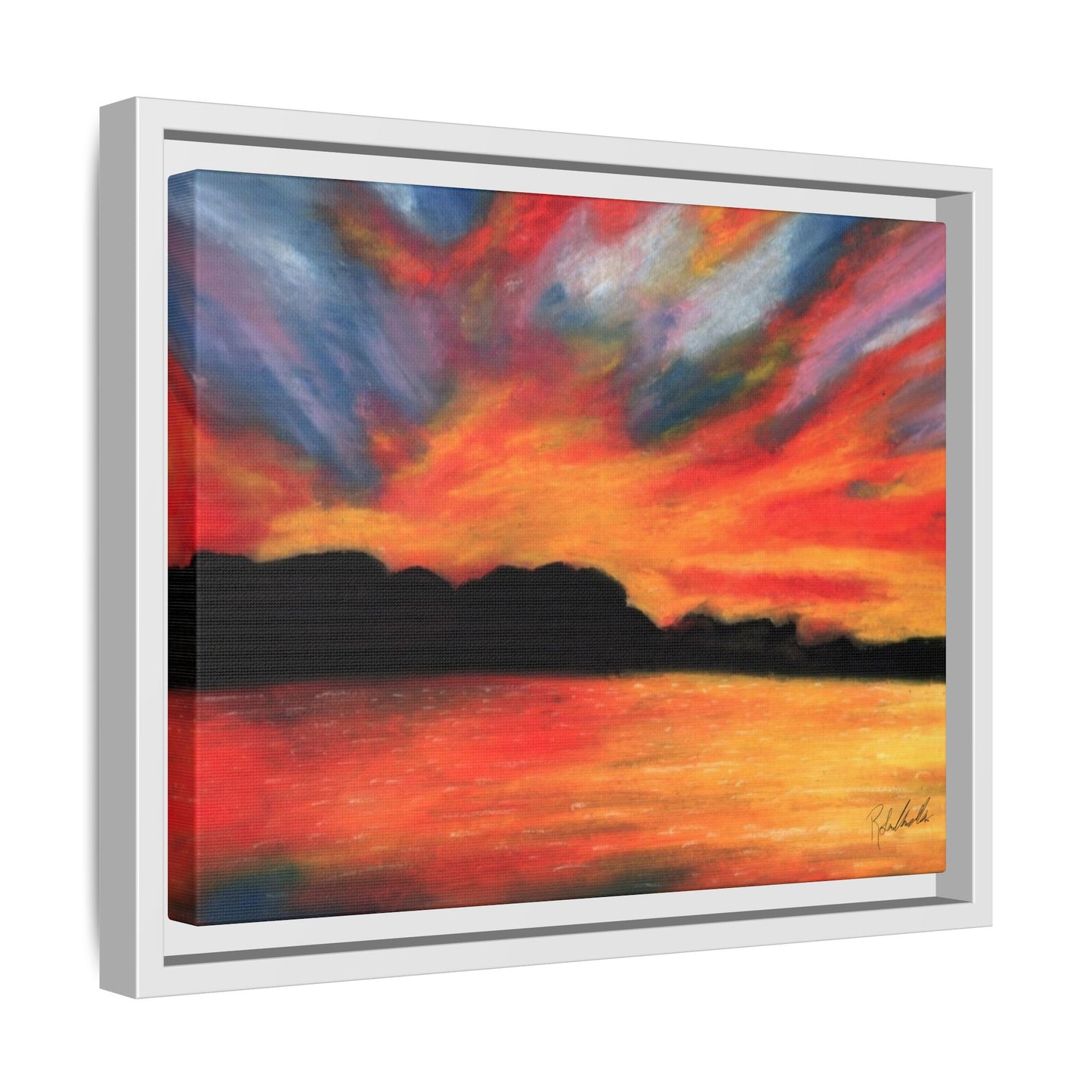 Sunset Over The Lake Framed Wall Art