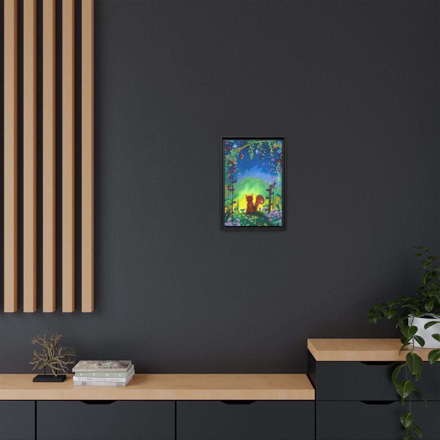 Fox Under Flowers Framed Wall Art
