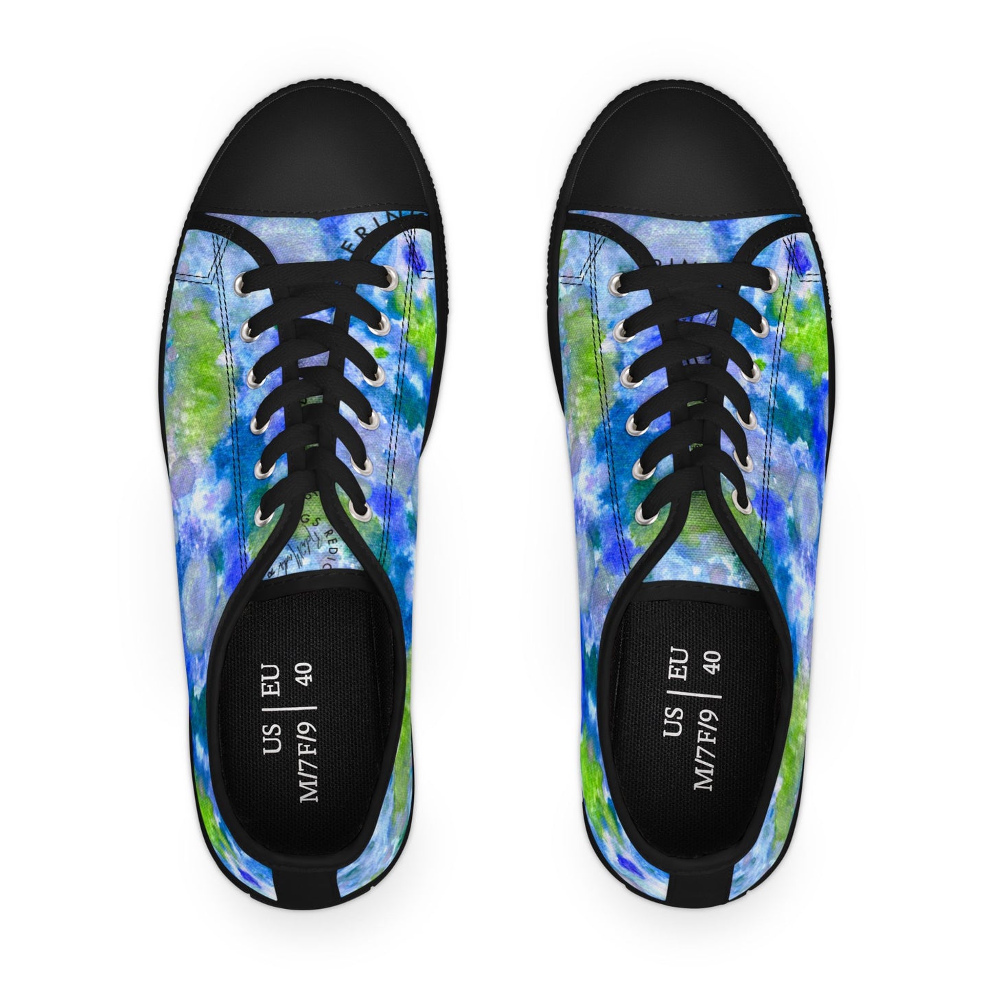 Floral Watercolor Low Top Sneakers — Blue Green Garden Print