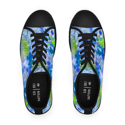 Floral Watercolor Low Top Sneakers — Blue Green Garden Print