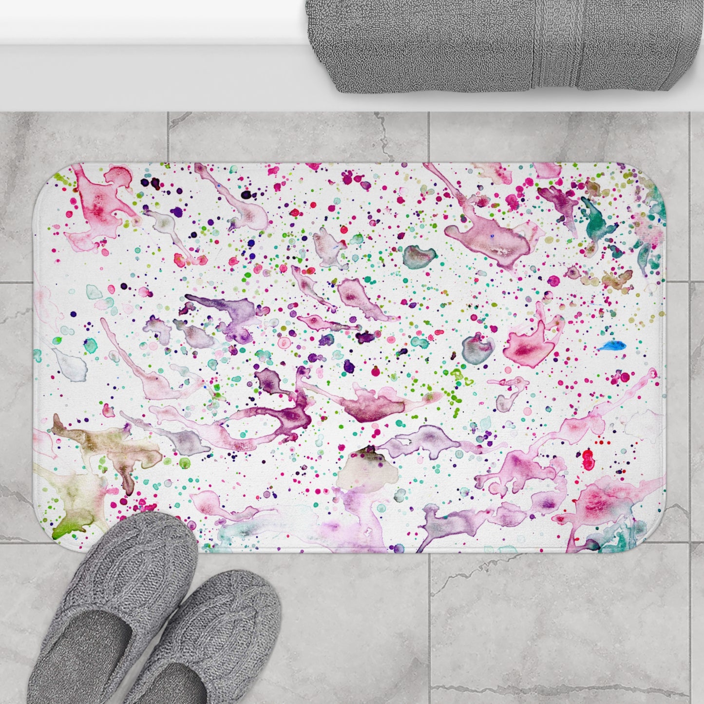 Bright Splash Bath Mat  Anti-Slip, 100% Microfiber Rug- Home & Bathroom Supplies