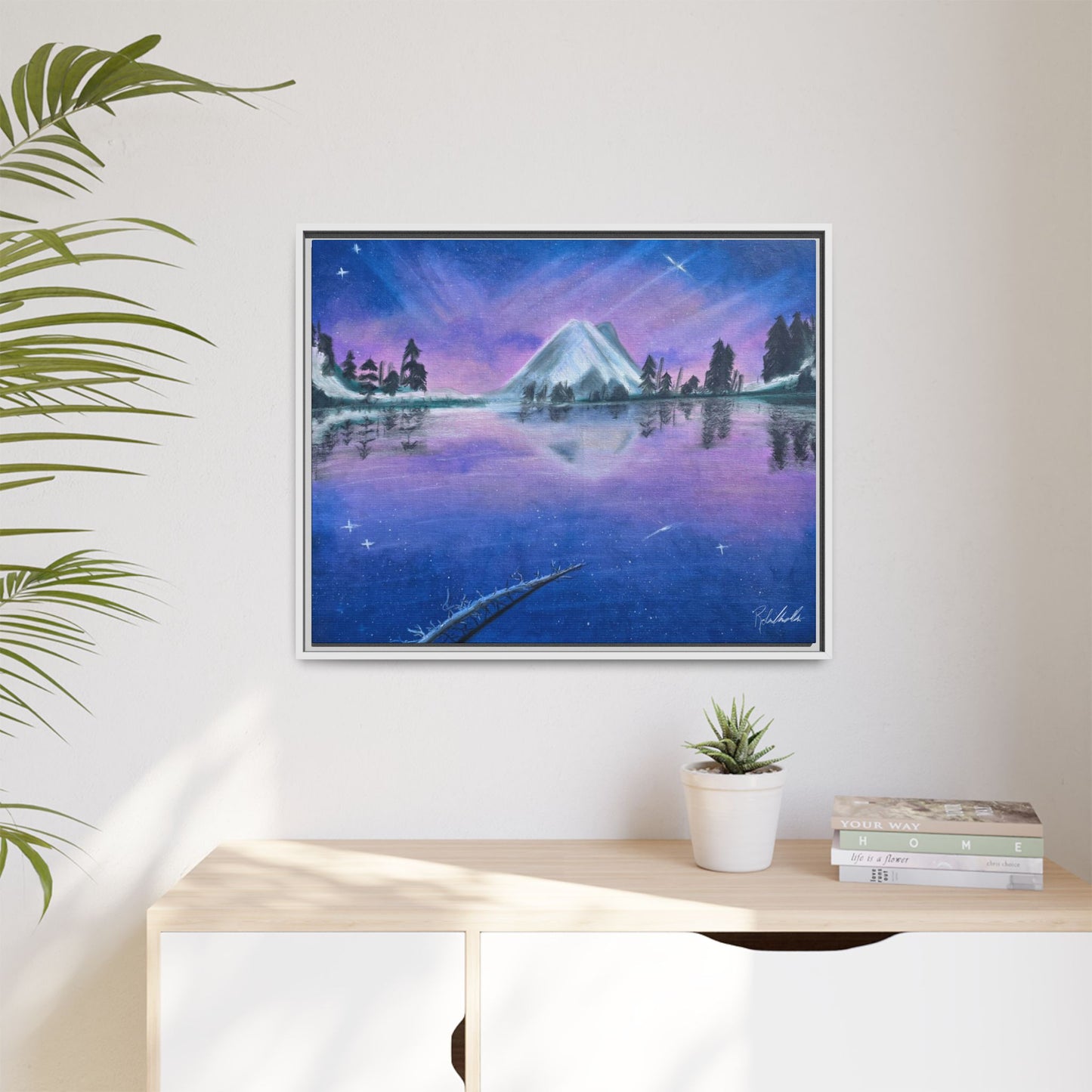 Purple Sky Over Lone Mountain Framed Wall Art