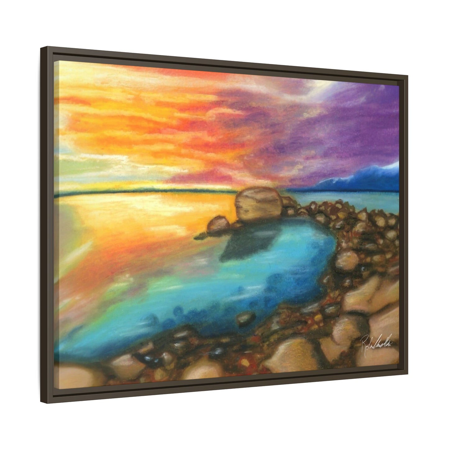 Sunset Ocean Beach Framed Wall Art