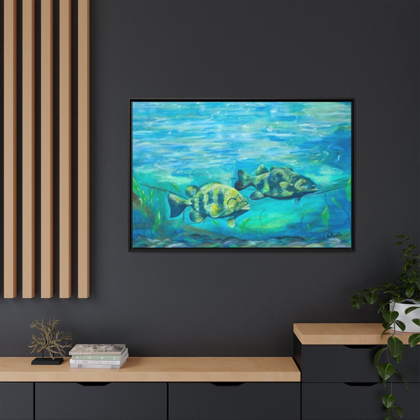 Framed Matte Canvas - Underwater Fish Scene